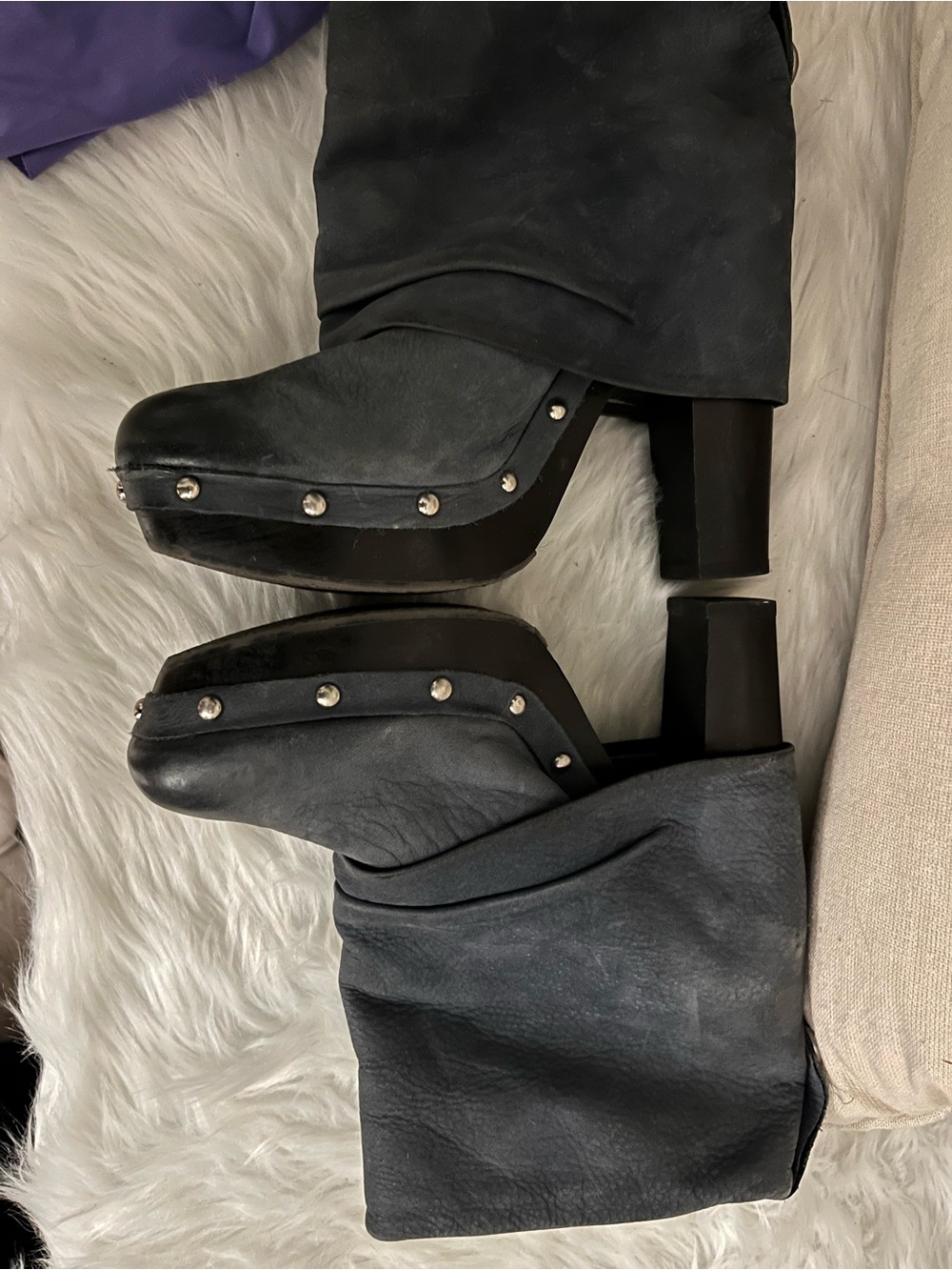 Dolce Vita dark grey Studded Platform Block Heel Boots